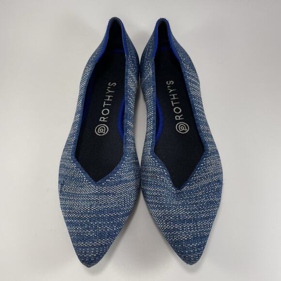 Rothy’s The Point Pointed Toe Flats Womens Size 9.5 Blue Indigo Heather Rothys - Picture 9 of 9